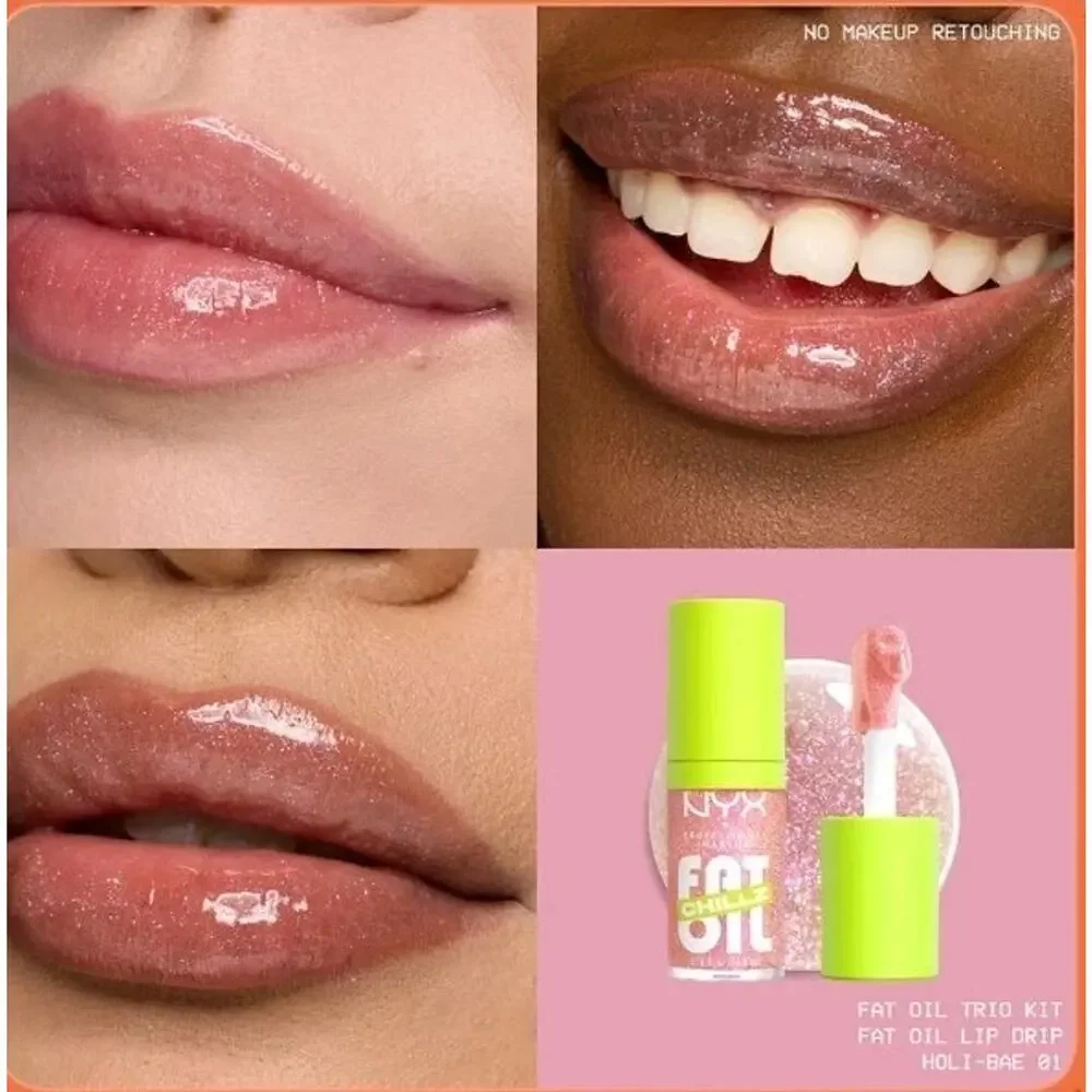 (Lot Of 3) NYX Fat Oil Lip Drip Lip Gloss in Holi-Bae Light Shimmer Pink, Sealed